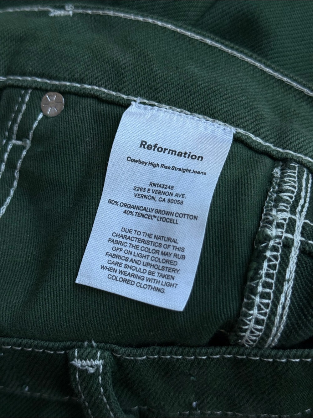 Reformation Cowboy High Rise Straight Jeans Size 24 - Picture 7 of 7